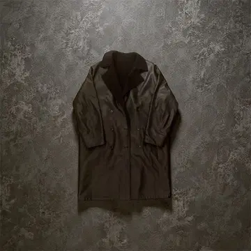 다크 브라운 더블 브레스트 가죽 코트