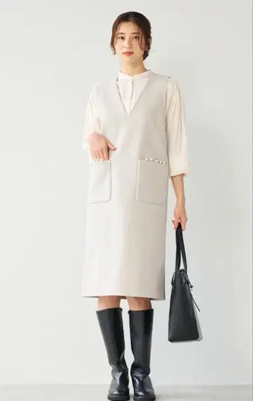 컨디션 최상 LOUNIE 더블 저지 오버롤 스커트 원피스