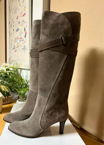 UNTITLED 그레이지 스웨이드 롱 부츠 24cm