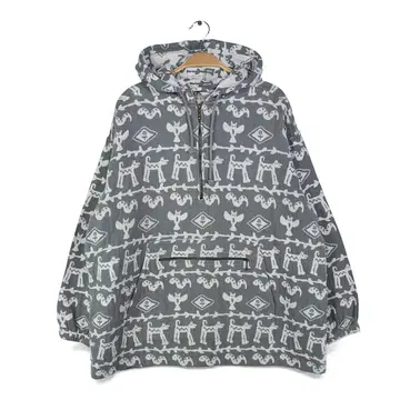 90s 네이티브 무늬 올 패턴 후드티 코튼 풀오버 뱀 박쥐 M