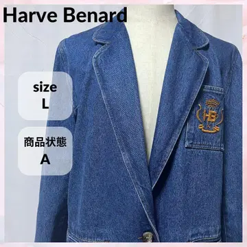 Harve Benard 자수 로고 데님 자켓 테일러드 아우터