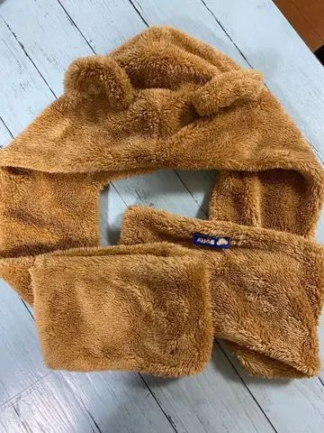 미사용 브라운 귀달린 후드