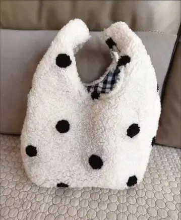 물방울 패턴 플리스 토트백
