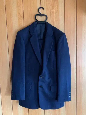 남성용 비즈니스 정장 자켓.베스트.팬츠 세트 네이비