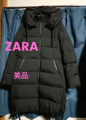 새상품급 자라 ZARA 리얼 다운 블랙 M 롱 코트