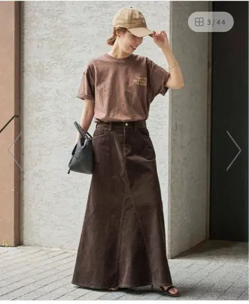 스픽 앤 스팬 다크 브라운 코듀로이 롱 스커트