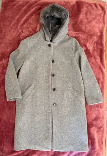 LOUNIE 후드 부착 그레이 롱 코트