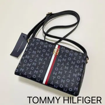 타미힐피거 숄더백 사선 트리코 올 패턴 네이비