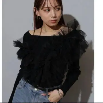 Mystrada 마이 스트라다 튤 프릴 니트 리브 M