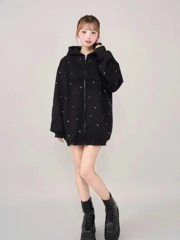 다리치 블랙 DD 로고 비쥬 지퍼 후드티 프리