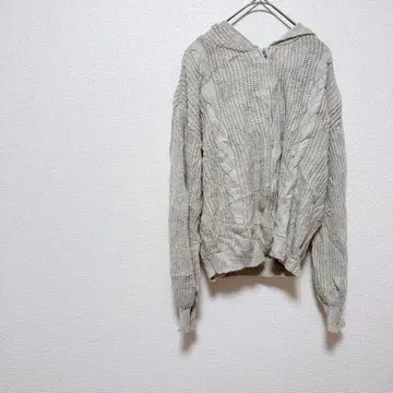 새상품급 그레이 케이블 짜임 집업 니트 프리 사이즈 니트 상의
