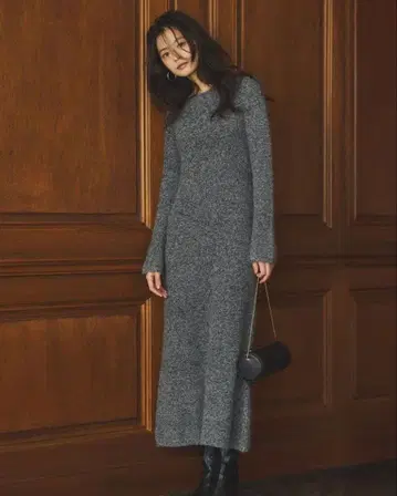 anuans 백 오픈 레이어 니트 원피스