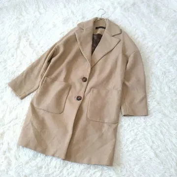 ZARA WOMAN 드롭 숄더 울 체스터 코트 M 베이지