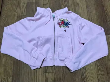 X-GIRL 자수 후드티 핑크