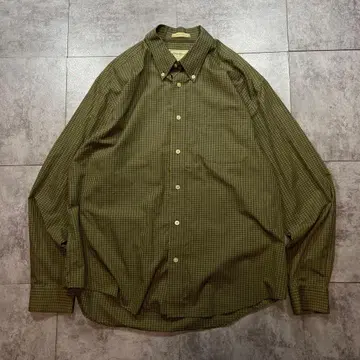 00s Eddie Bauer 코튼 체크 BD 셔츠 방 주름 가공