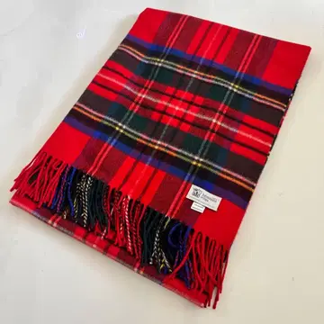 미사용 새상품 조너스턴스 캐시미어 100% 대형 스톨 레드 체크