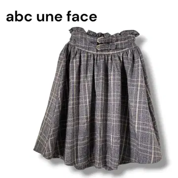 아베세안 페이스 플레어 스커트 체크 무늬 더블 벨트 프리