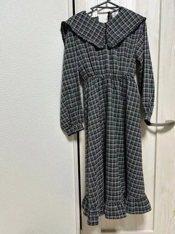 체크 무늬 롱 원피스