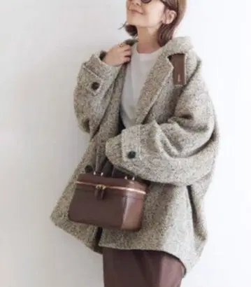 [ notch. by yui ] 헤링본 P 코트 브라운 믹스 새상품