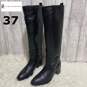 [ 새상품급 ] 파비오 스코르니 롱 부츠 라운드토 블랙 가죽 37