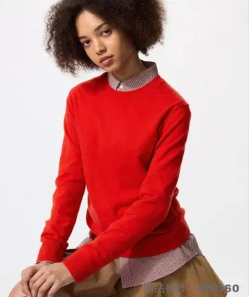 가격 인하! 5200엔 유니클로 캐시미어 크루넥 스웨터 레드 L