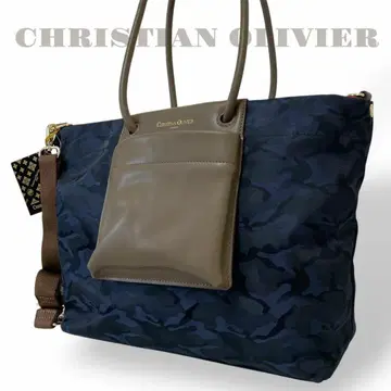 새상품 크리스찬 올리비에 토트백 2way 네이비 x 핑크 카모플라쥬