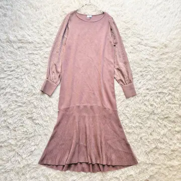 새상품급 쿠미쿄쿠 니트 원피스 핑크 롱 기장 겨울 의류