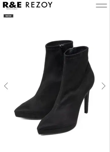 완판템 R&E 블랙 스웨이드 스틸레토 하이힐 숏부츠 M