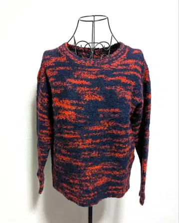 긴팔 니트 스웨터 네이비 오렌지 지나시스 알파카 20%