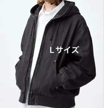 GU 데님 집업 후드티 L 사이즈 다크 그레이 후드티