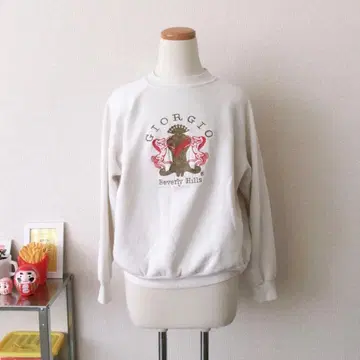 긴팔 맨투맨 화이트 White 구제 의류 S 상당 여성용 비벌리힐스
