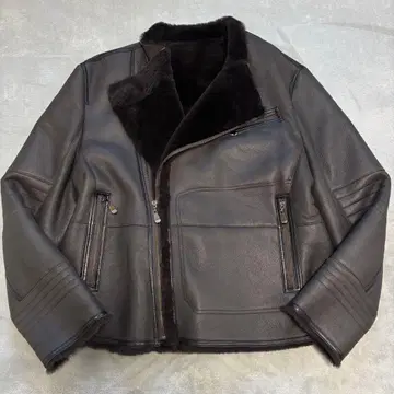 새상품급 52 사이즈 리얼 무스탕 램 가죽 보아 라이더 자켓