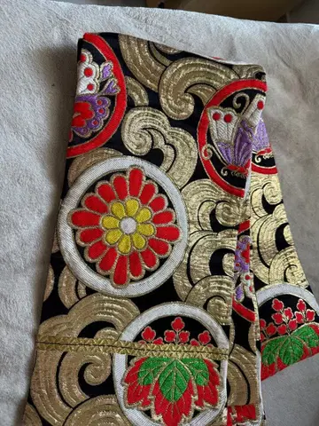 시치고산용 후쿠로 오비 화려한 자수 의상 두께 있음