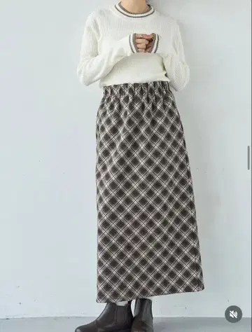 mil 바이어스 체크 내로우 스커트 브라운 XS 작은 키 chiii