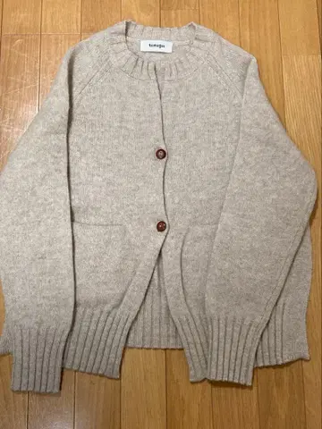 tumugu 울 니트 가디건 F 베이지