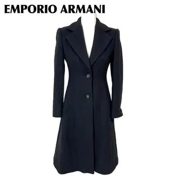 [ 새상품급 ] EMPORIO ARMANI 롱 울 코트 38 블랙 무지