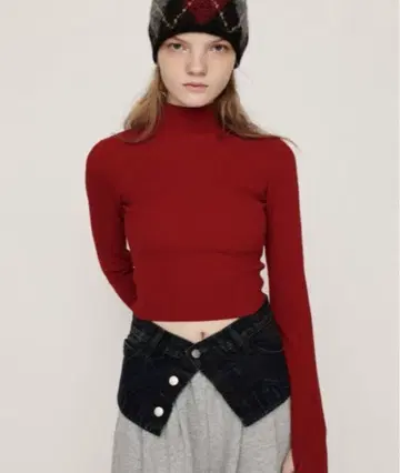 SLY 베이직 하이 게이지 리브 하이넥 상의