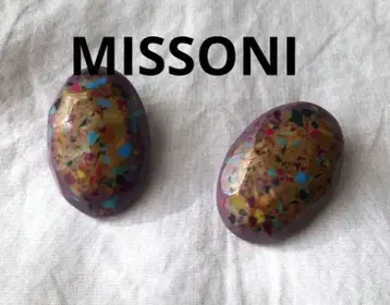 빈티지 MISSONI 오벌 귀찌 모자이크 퍼플 미쏘니