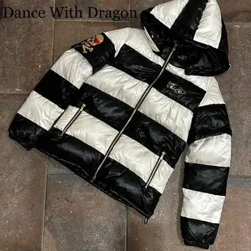 Dance With Dragon 4WAY 다운 자켓 화이트 x 블랙 보더