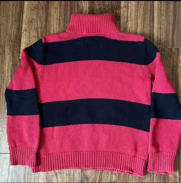 90s usa 빈티지 코튼 니트 스웨터 보더 터틀넥