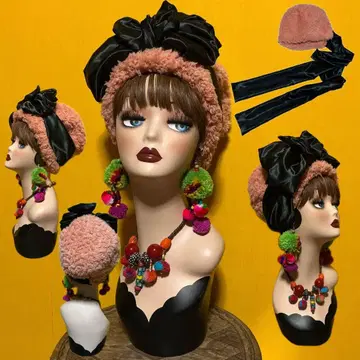 한정 컬러 푸들 퍼 새틴 샨탄 리본 어레인지