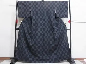 기모노 유 본시오자와 문자문 화조풍월 순수 실크 새상품급 sa173