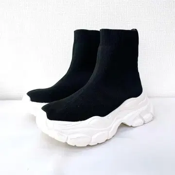 새상품급 LEPSIM 니트 스니커즈 부츠 [ L ] 블랙 통굽