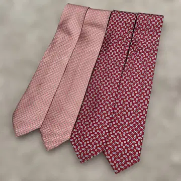 새상품급 SalvatoreFerragamo 넥타이 핑크 레드 4개 세트