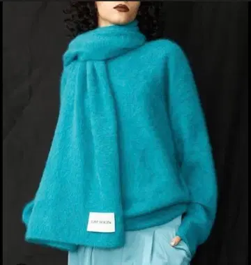 JOSE MOON FOX 니트 스톨 터콰이즈 머플러