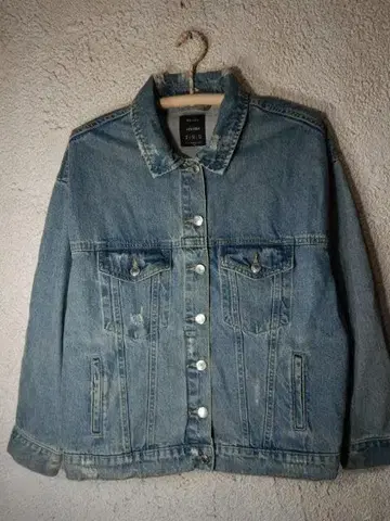 o8348 버쉬카 데님 자켓 크러쉬 가공 리본 디자인