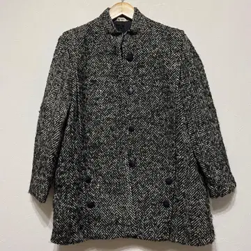 Vintage 블랙과 화이트의 헤링본 무늬 자켓