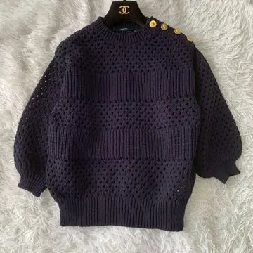 FRAMeWORK 골드 버튼 로우게이지 니트 풀오버