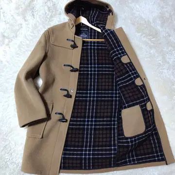 글로버올 더플 코트 롱 기장 안감 체크 후드 베이지