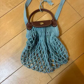 스카이블루 니트 그물 가방